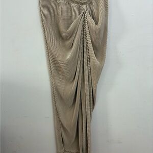 SHEIN Beige Maxi Pleated Skirt